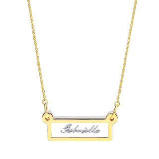 Personalized Silver Etched Name Clear Acrylic Bar Necklace