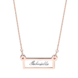 Personalized Silver Etched Name Clear Acrylic Bar Necklace