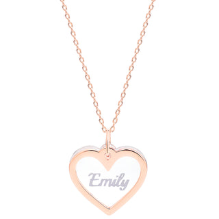 Personalized Silver Etched Name Clear Acrylic Heart Necklace