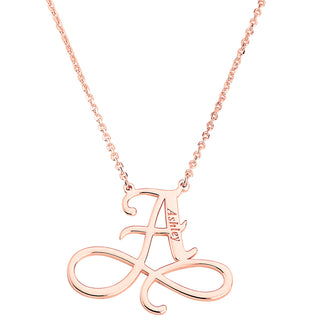 Sterling Silver Infinity Initial With Engraved Name Necklace