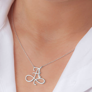 Sterling Silver Infinity Initial With Engraved Name Necklace