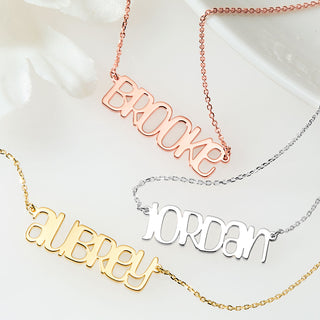 Sterling Silver Lowercase Playful Font Name Plaque Necklace