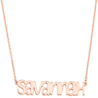 Sterling Silver Playful Font Name Plaque Necklace