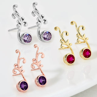 Sterling Silver Birthstone Swirl Crawler Earrings