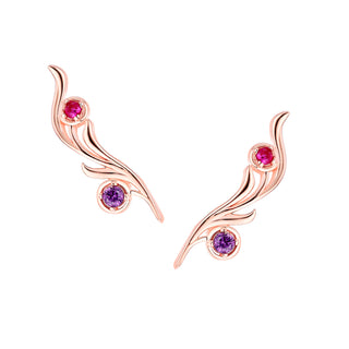 Sterling Silver Double Birthstone Vine Crawler Earrings