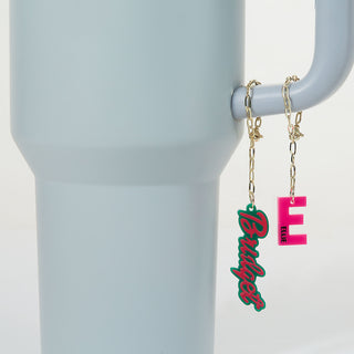 Vertical Name with Enamel Acrylic Charm Paperclip Chain Accessory