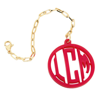 Circle Monogram Acrylic Charm Paperclip Chain Accessory