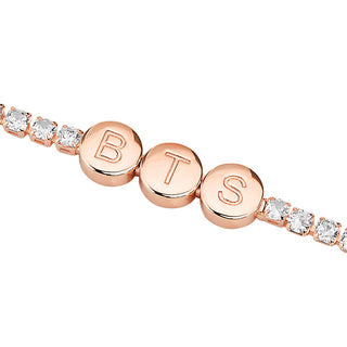 Engraved Slider Charms Station CZ Tennis Bracelet