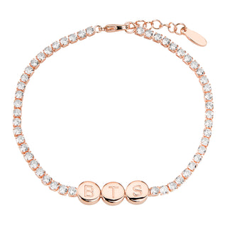 Engraved Slider Charms Station CZ Tennis Bracelet