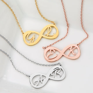 Sterling Silver Double Initial Infinity Necklace