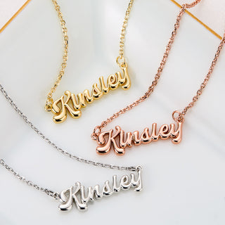 Fancy Script Balloon Letters Name Necklace