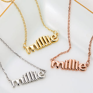 Lowercase Balloon Letters Name Plaque Necklace