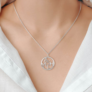 Round Puzzle Name Pendant Necklace