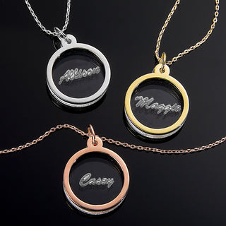 Etched Clear Acrylic Disc Pendant Necklace