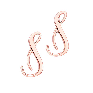 Fancy Script Initial Button Earrings