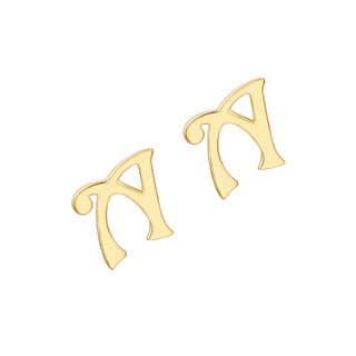 Modern Script Initial Button Earrings