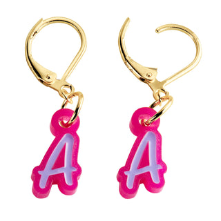 Bold Acrylic Initial with Enamel Dangle Drop Earrings