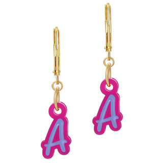 Bold Acrylic Initial with Enamel Dangle Drop Earrings