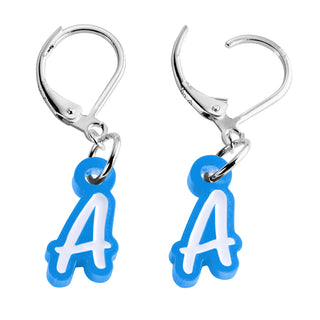 Bold Acrylic Initial with Enamel Dangle Drop Earrings