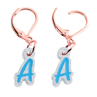 Bold Acrylic Initial with Enamel Dangle Drop Earrings