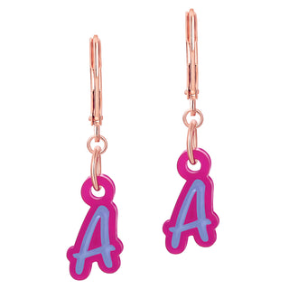 Bold Acrylic Initial with Enamel Dangle Drop Earrings