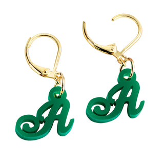 Fancy Script Acrylic Initial Dangle Drop Earrings