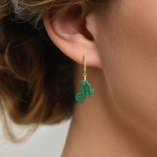 Fancy Script Acrylic Initial Dangle Drop Earrings