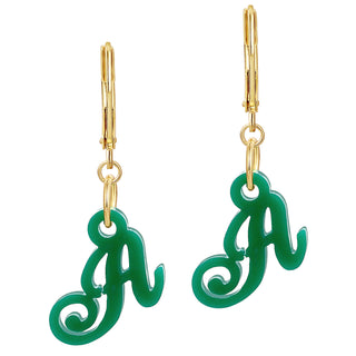 Fancy Script Acrylic Initial Dangle Drop Earrings