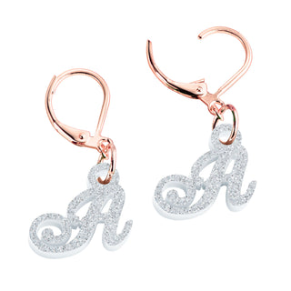 Fancy Script Acrylic Initial Dangle Drop Earrings