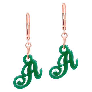 Fancy Script Acrylic Initial Dangle Drop Earrings