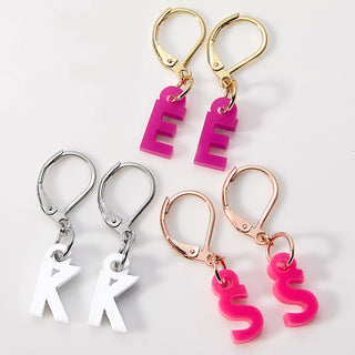 Bold Acrylic Initial Dangle Drop Earrings