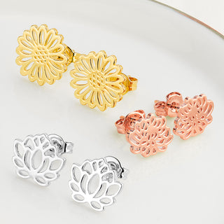 Birthmonth Flower Button Stud Earrings