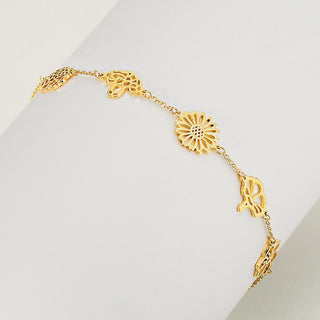 Gold Plated Birthmonth Flower Station Bracelet