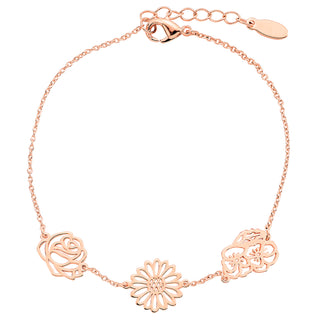 Rose Gold Plated Birthmonth Flower Station Bracelet