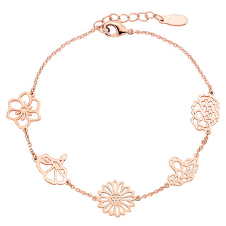 Rose Gold Plated Birthmonth Flower Station Bracelet