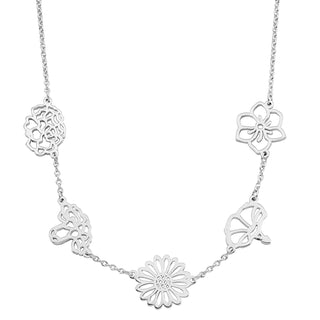 Silver Plated Birthmonth Flower Station Necklace