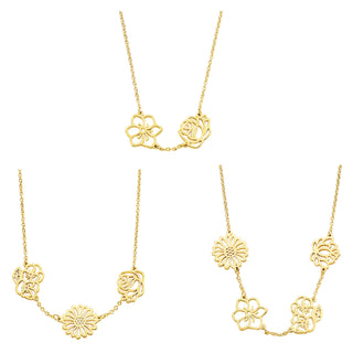 Gold Plated Birthmonth Flower Station Necklace