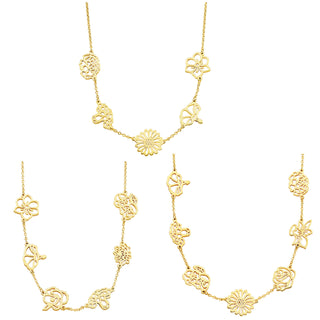 Gold Plated Birthmonth Flower Station Necklace