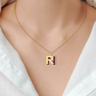 Bold Double Initial with Enamel Necklace - New Fall Colors