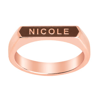 14K Rose Gold Plated Enamel Name Rectangle Ring - New Fall Colors