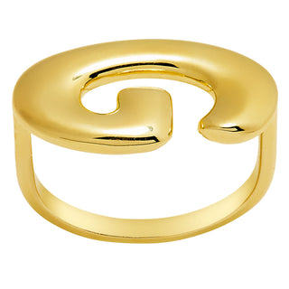 Gold Plated Bold Balloon Letter Horizontal Initial Ring