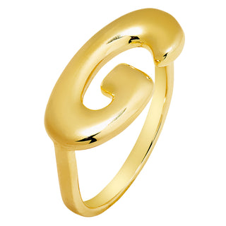 Gold Plated Bold Balloon Letter Horizontal Initial Ring