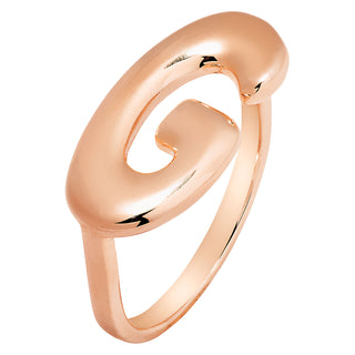 Rose Gold Plated Bold Balloon Letter Horizontal Initial Ring