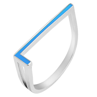 Silver Plated Bold Birthmonth Enamel Horizontal Initial Ring