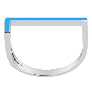 Silver Plated Bold Birthmonth Enamel Horizontal Initial Ring