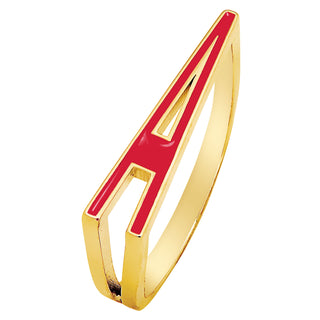 Gold Plated Bold Birthmonth Enamel Horizontal Initial Ring