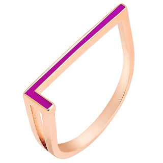 Rose Gold Plated Bold Birthmonth Enamel Horizontal Initial Ring