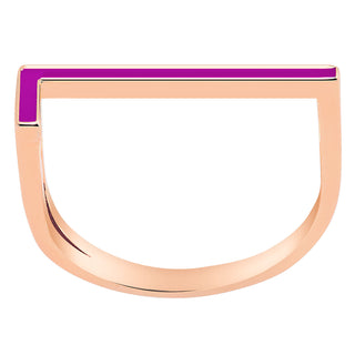 Rose Gold Plated Bold Birthmonth Enamel Horizontal Initial Ring