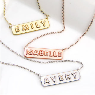 Balloon Letters Horizontal Bar Necklace