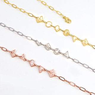 Open Letter Name Paperclip Chain Necklace